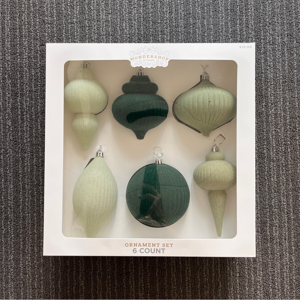 Green Wondershop Finial Flocked Ornaments
